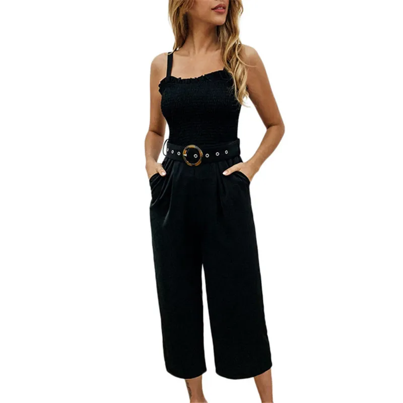 

DORVIVON wide leg women jumpsuits rompers sexy strapless body mujer strap pockets elegant ladies overalls 2019 combinaison femme