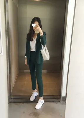 Casual long-sleeved suit suit 2019 fashion one button loose office work suit jacket suit pants set ladies set two-piece