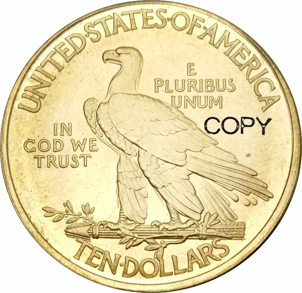 

United States 10 Dollars Indian Head Eagle with motto 1933 Brass Copy Coin
