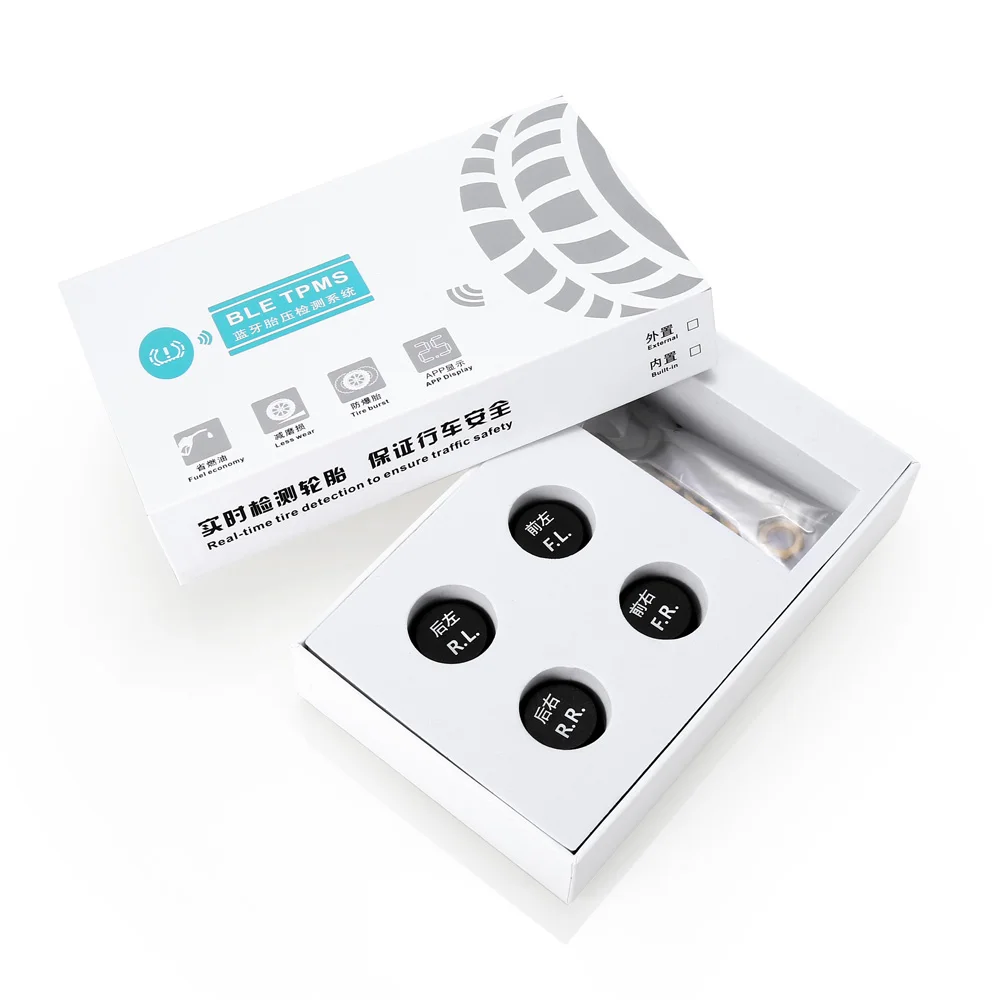 ZEEPIN BLE Bluetooth Low Energy TPMS Car Tire Pressure Monitor System 4 External Sensors Deliver Air Leakage Signal Temperature