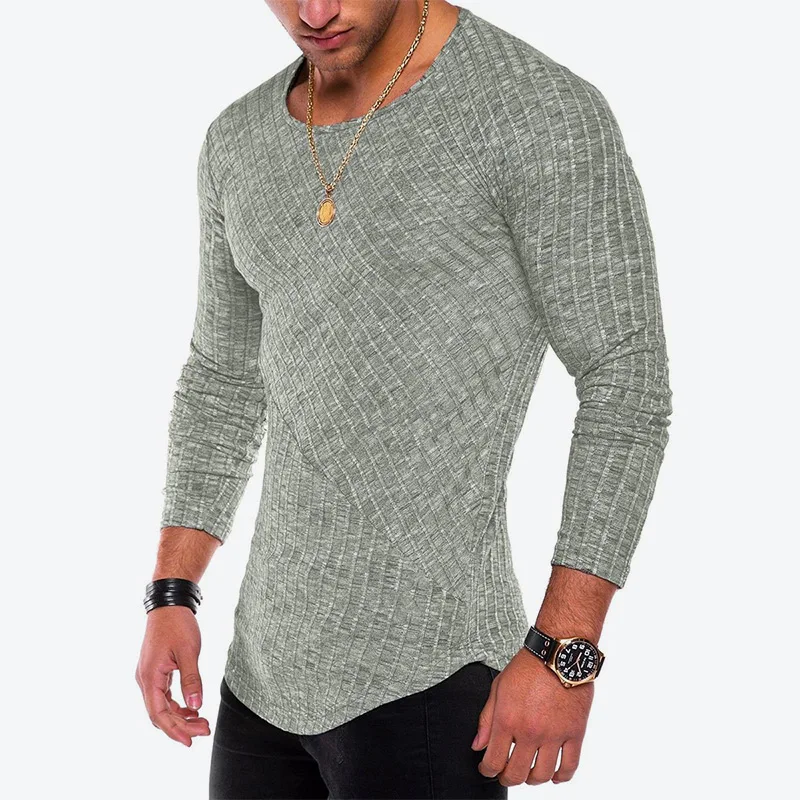 green LLYGE Men O-Neck Sweater Top Slim Fit Knit Long Sleeve Casual Thin Pullover Men Plus Size 4XL Summer Male Streetwear Sweaters - Цвет: green