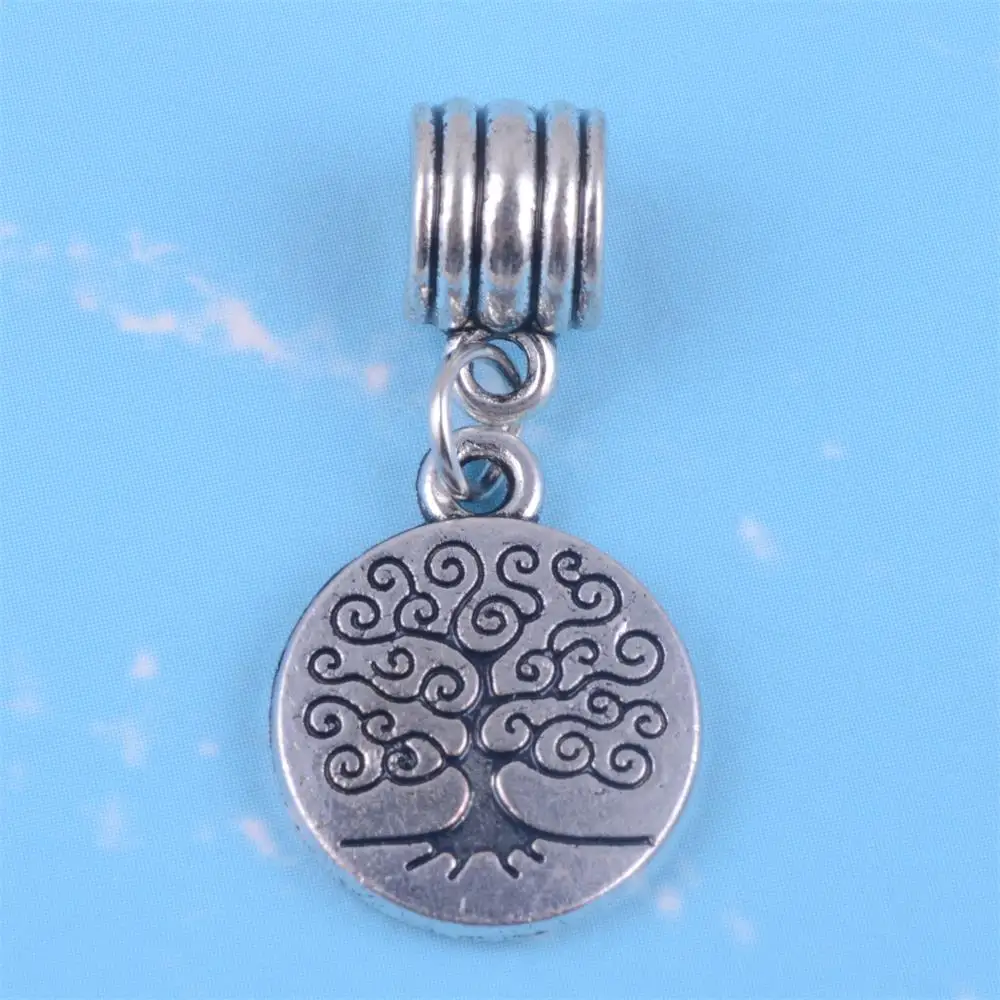 

my shape Vintage Silver Plated Round Disc family Tree of Life Charms Pendant Dangle Beads fit Pandora Bracelet Necklace 10pcs