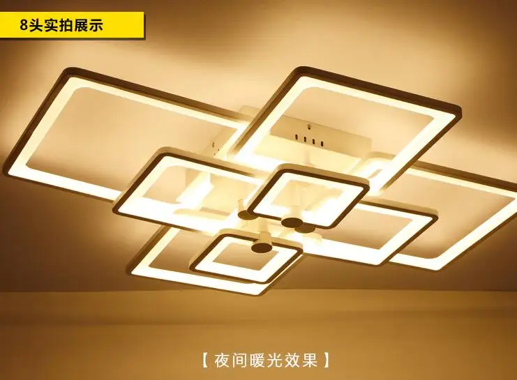 Современный светодиодный квадратный потолочный светильник с дистанционным управлением, акриловый затемняющий светильник для спальни, потолочный светильник ing 90-260 в