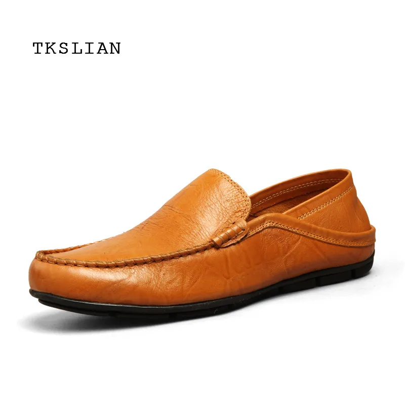 

Men Casual shoes men's loafers leather Slip-on driving shoes walking male soft moccasins flats big size 47 black brown yellow