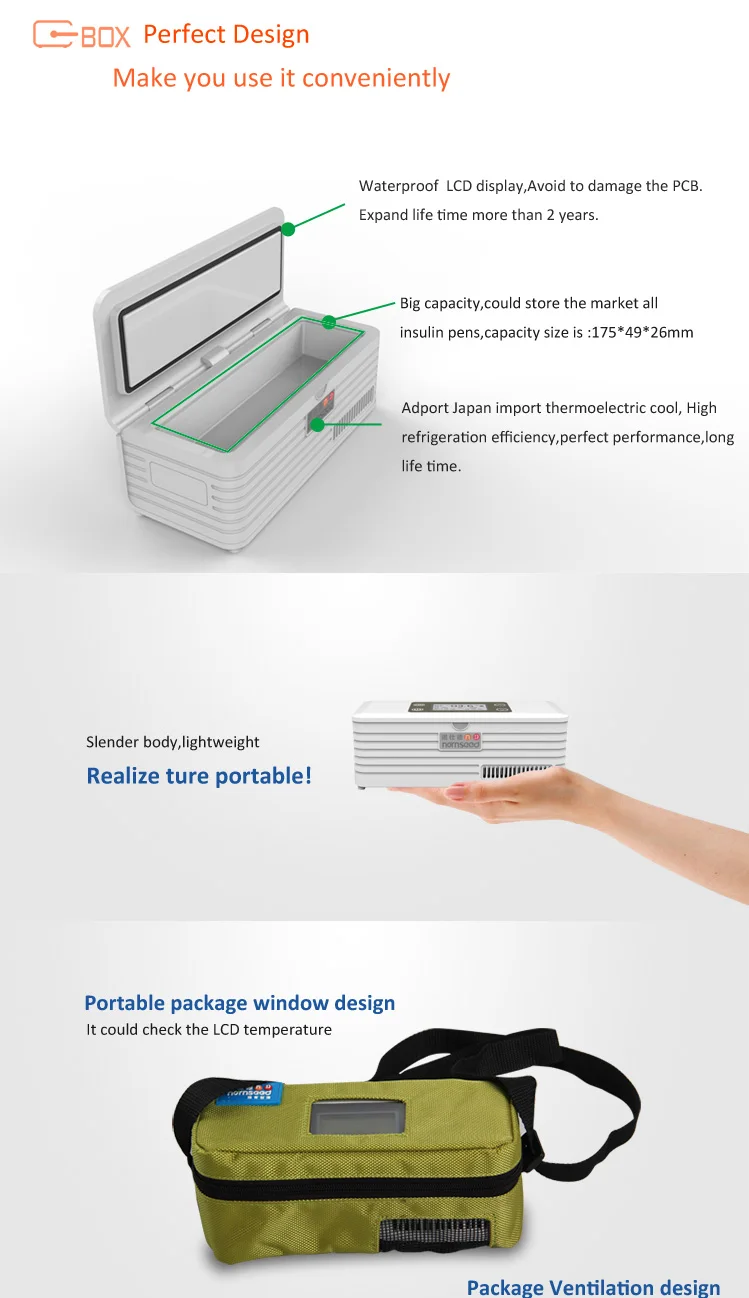 Портативный медицинский Холодильник Insuline, переносная ручка, кулер, коробка для диабета, мини холодильник insuline, коробка для диабета с CE
