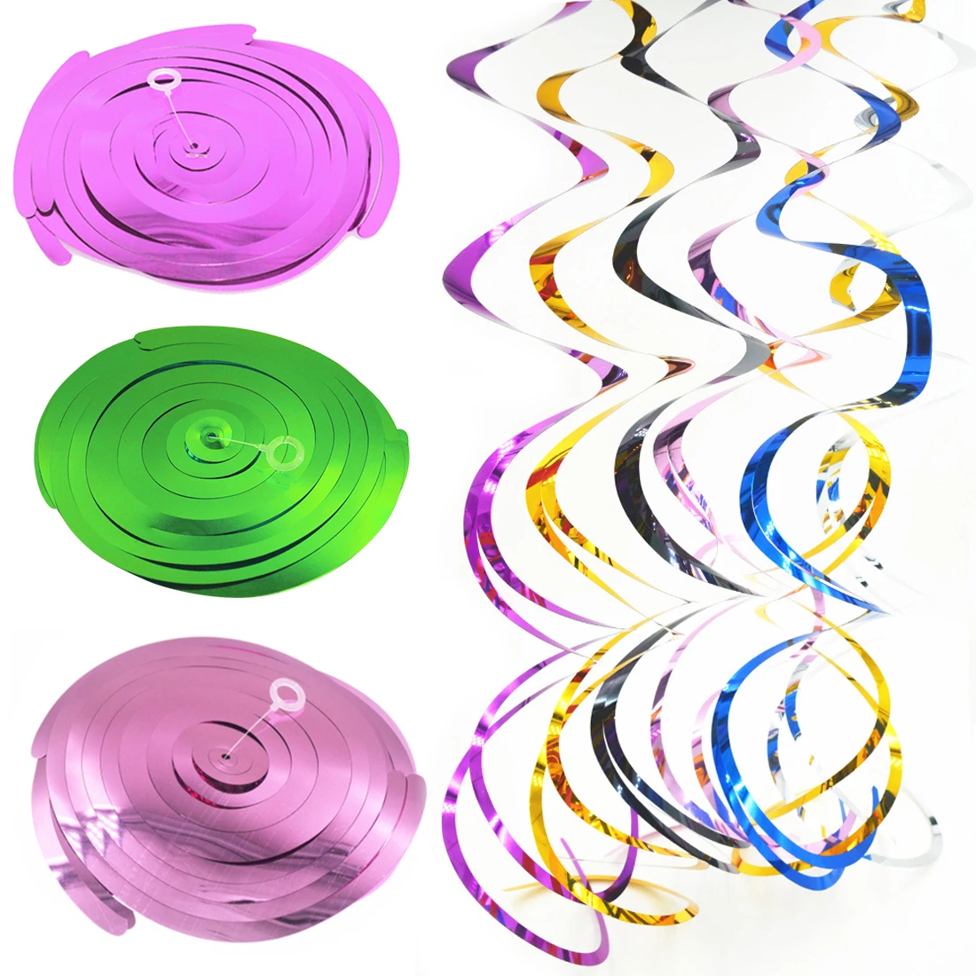 

Happy Birthday kids Party Decoration Baby Shower Boy Ceiling Hanging Swirl Decoration Metallic Swirl 6pc/pack