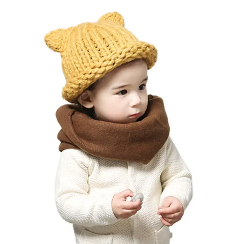 Muqgew осень-зима шапки милый прекрасный зимняя детская одежда для девочек Обувь для мальчиков теплые шерстяные шапки Шапки одноцветное Цвет