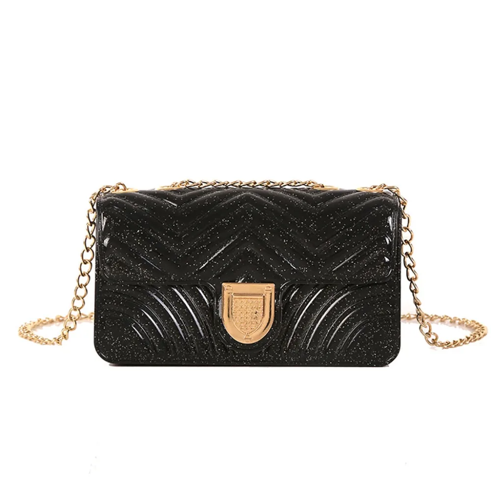

Shoulder bag girl bag trend fashion jelly color student fashion wild Messenger bag small square bag black red white A1