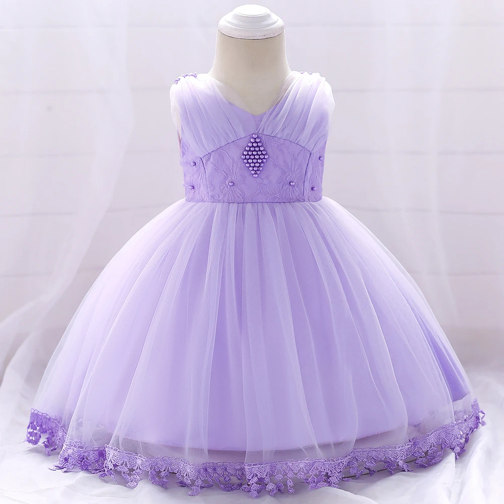 Розничная, платье принцессы для маленьких девочек с жемчугом для младенцев, для маленьких девочек летнее платье для новорожденных Для детей в возрасте от 1 года платье для дня рождения L1835XZ