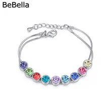 BeBella красочные круглый горный хрусталь браслет с чешского хрусталя ювелирные изделия для девочек женщин Рождественский подарок