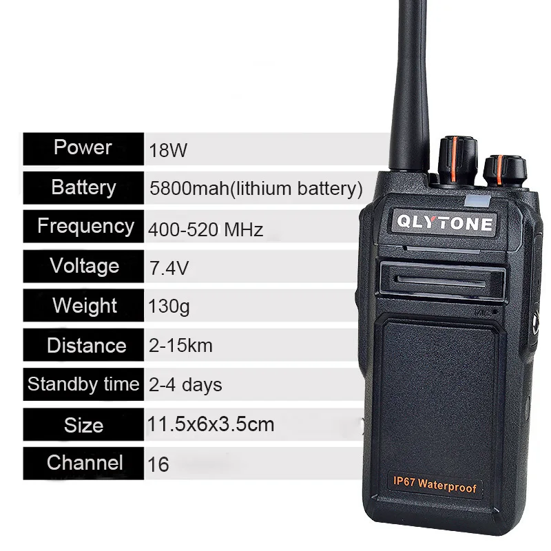 Cleiree 18W High Power Waterproof Handheld Walkie Talkie Portable Radio 400-520MHz Professional Communicator HF Transceiver Cleiree 18W High Power Waterproof Handheld Walkie Talkie Portable Radio 400-520MHz Professional Communicator HF Transceiver