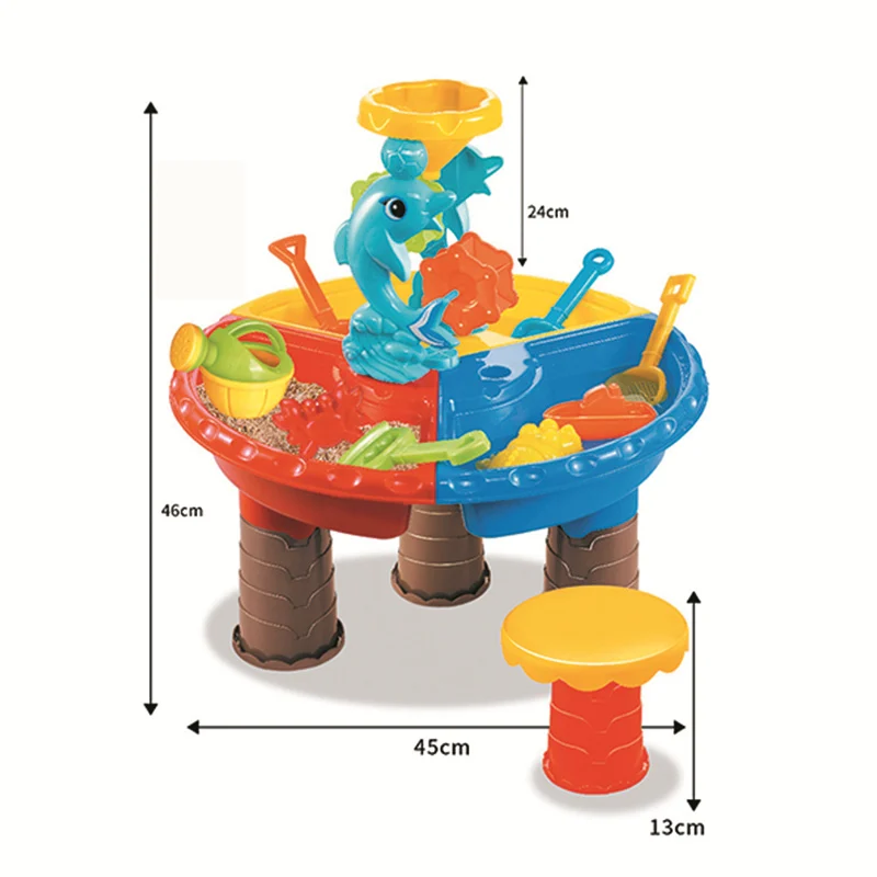 Летом песок игрушки играть воды костюм Цвет случайный Большие Детские воды и песка дноуглубительные инструмент 22 шт. детские пляжные стол
