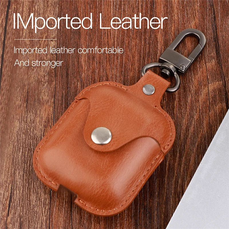 PU Leather Case For Airpods Luxury Business Earpods Box For Apple Earphone Cute Cover For Air Pods With Hook Lovely Protector (21)