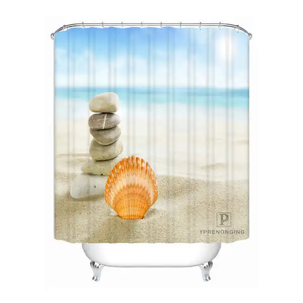 Shower Curtain Пользовательские природа небо облака море пляж песок Морская звезда Душ Ванна занавес Mildewproof водонепроницаемый полиэстер различных размеров#180417-03-17 - Цвет: Shower Curtain
