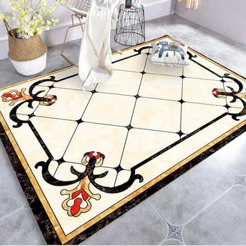 

European Marbled style luxury living room carpet cushion sofa bedroom large size rugs parlor kitchen carpet hallway customized