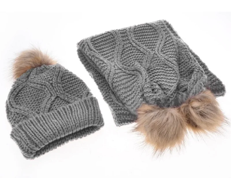 Осень зима теплая вязаная шапка + модные наборы с шарфом 2 шт. для женщин Зимний шарф теплые наборы для ухода за кожей