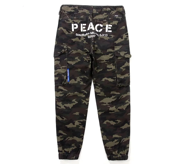 Для мужчин camo cargo jogger Штаны назад хип Письмо Печатные camo joggers