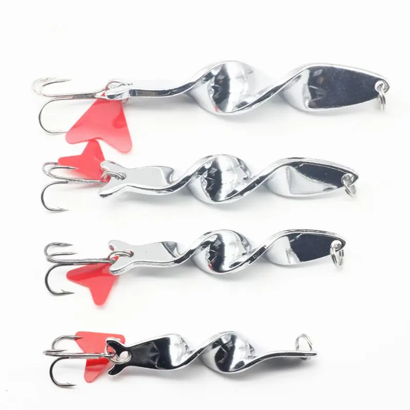 

1 pc. 10 g 14 21 g 28 Gold And Silver Rotating Metal Spinner Spoon Fishing Bait Hard For Trout Pike Pesca Triple Hook Tackle