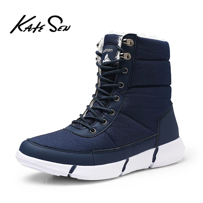 

KATESEN 2019 New Winter Waterproof Snow Men Boots Shoes With Fur Plush Warm Male Casual Women Mid-Calf Boot Sneakers Unisex