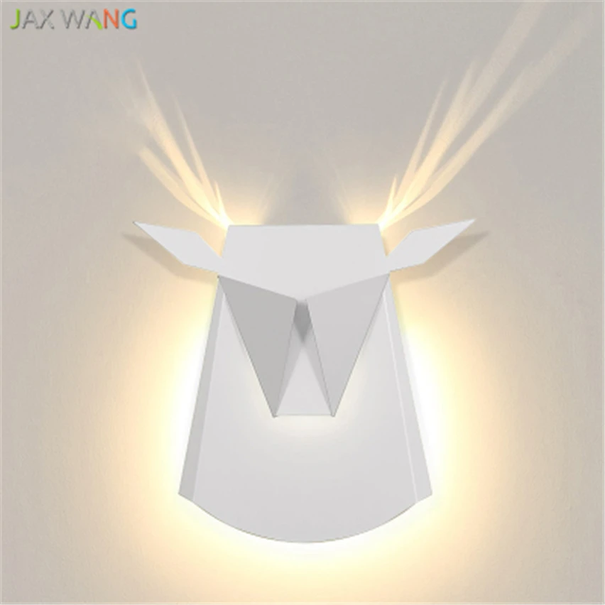 

JW_Deer Head Wall Lamp Creative Nordic Living Room Bedroom Hallway Corridor American Modern Minimalist Lamp Antlers Light