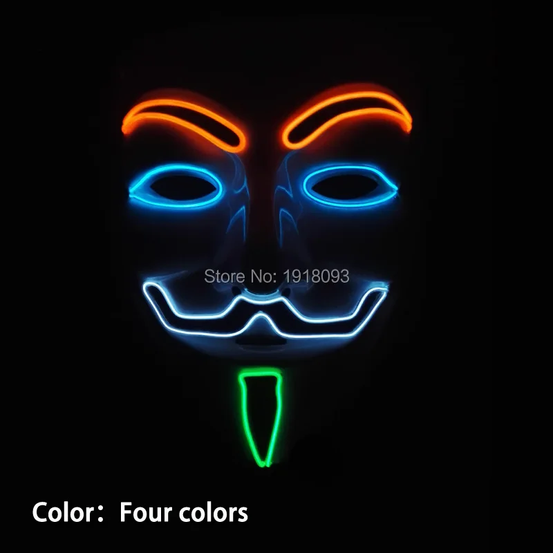 2017 Горячие 6 Стиль светящиеся Вендетта маска подарок Оригинальные светильники led маска Хэллоуин, день рождения Декор мигающий Light-Up