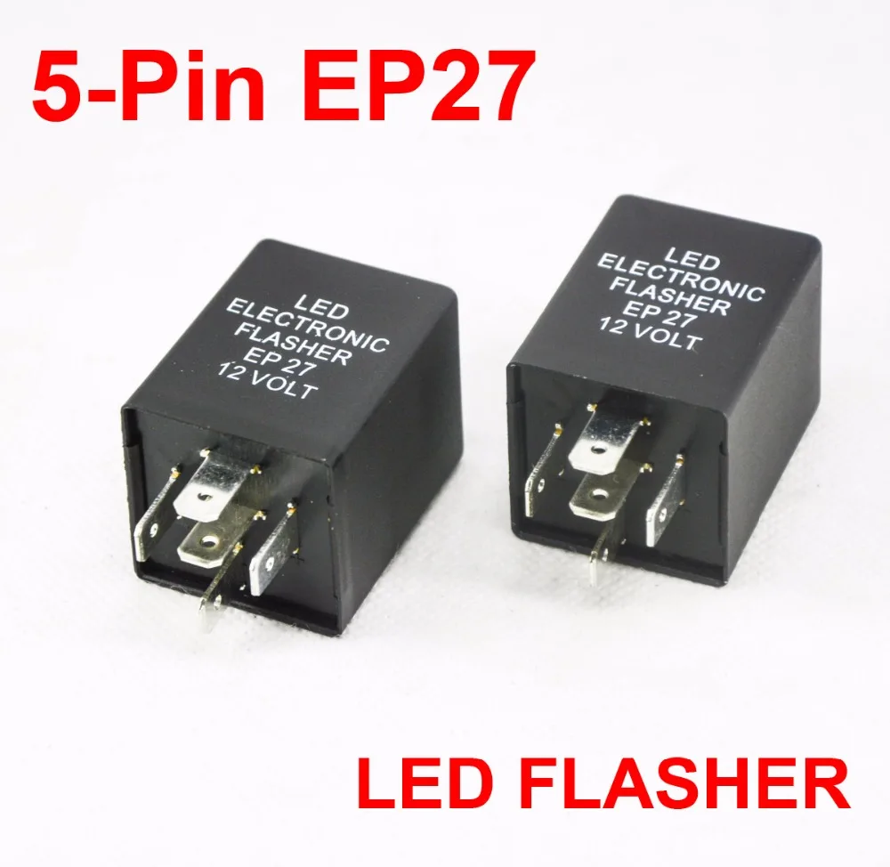 

2PCS 5-Pin EP27 LED Flasher Decoder 5 Pins Electronic Relay Car Fix LED SMD Turn Signal Light Error Flashing Blinker 12V 10A ABS