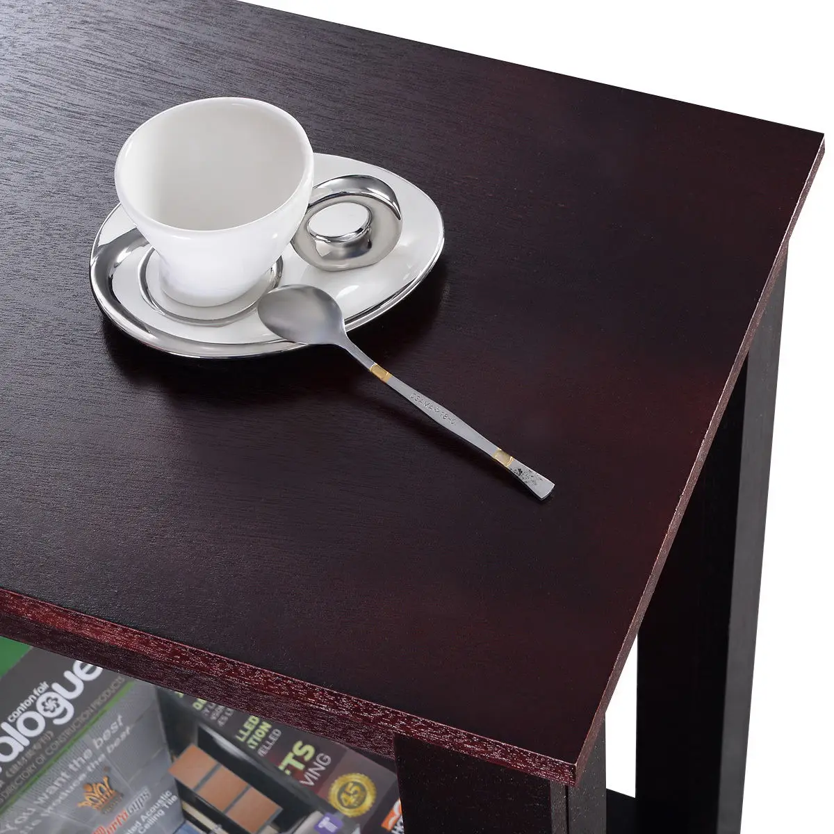 Giantex 2PC Sofa Chair Side Table Wooden End Coffee Table Shelf Living Room Furniture Modern Home Tea Tables 2*HW51530