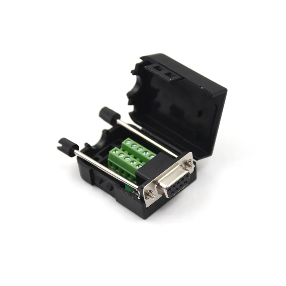

48*34*20mm DB9 Female D-Sub 9 Pin Plug Breakout Terminals Solderless Nut Type Connector Accessories