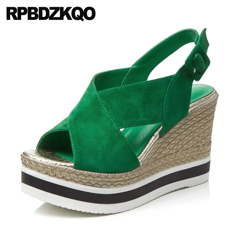 green platform sandals