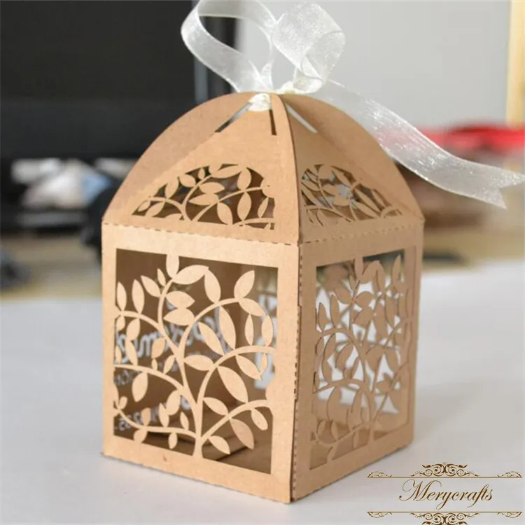 Leaves pattern laser cut kraft paper wedding favors sweet boxbox boxbox sweetbox wedding favor