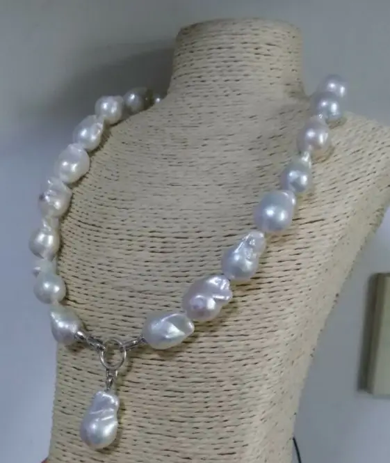 

elegant natural huge 25mm south seas white pearl necklace 18inch