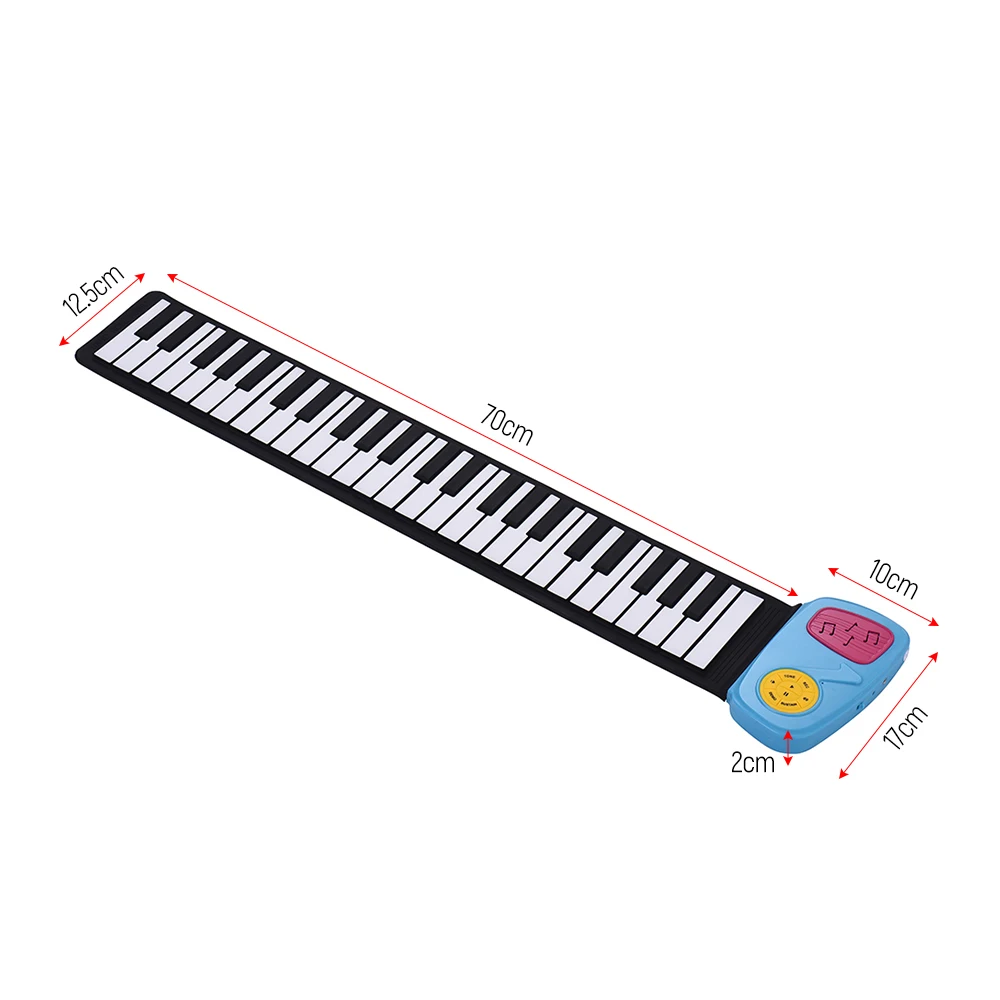 Силиконовый 49-клавиши пианино кремния электропианино клавиатура наматывания пианино Встроенный динамик с стикер с рисунком из мультфильма для Для детей
