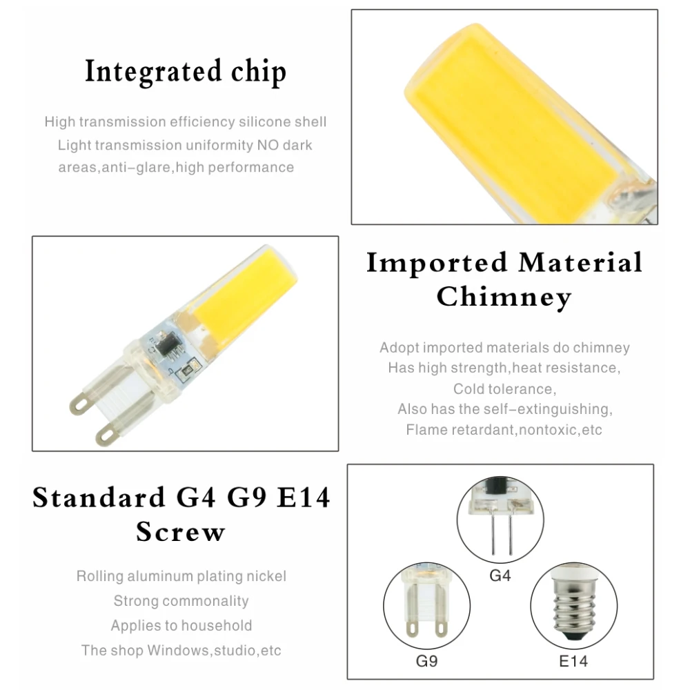 Новое поступление 220 в 3 Вт G4/G9/E14 COB светодиодный светильник 12В AC/DC 2 Вт 2835SMD лампа для хрустальной люстры