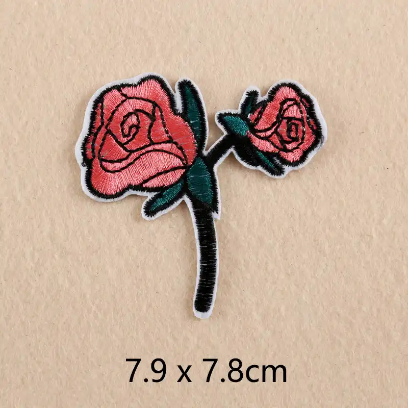 11pc Embroidery Rose Flower Sewing Patches Fabric Iron on Bag Hat Badge Applique