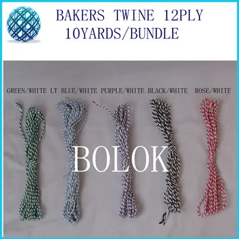

42 color 12pcs/lot cotton bakers twine 12ply 10yards/bundle color cotton twine free shipping