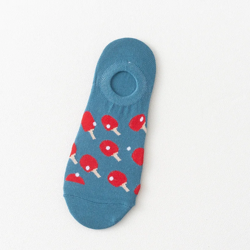 Носки в упаковке, женские хлопковые невидимые носки-башмачки, пара летних мужских носков, короткие женские носки, креативные уличные носки с принтом kawaii - Цвет: table tennis bats