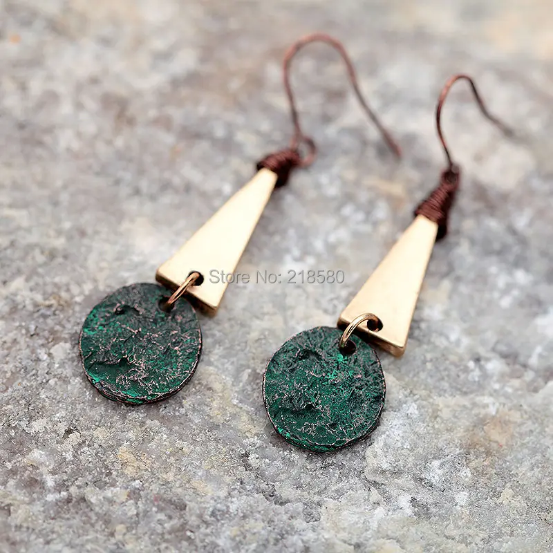 

Vintage Disk and BAR Earrings Rustic Dangle Earrings E160728028