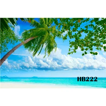 

Polyester Waterfront Scenery Coconut Tree Backdrop Background Photography Studio Props Photographic Seamless Washable No Crease