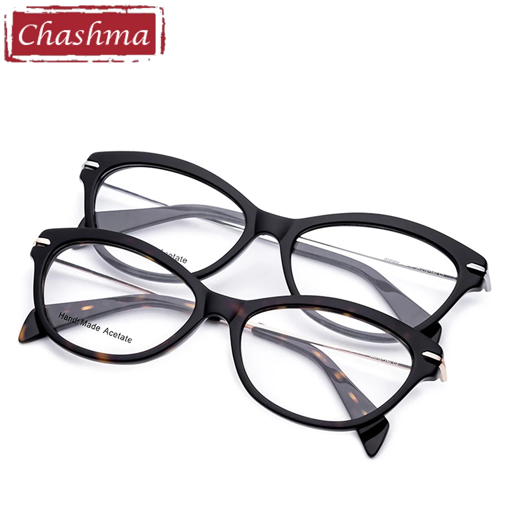 Женские ацетатные очки Chashma брендовые трендовые кошачий глаз в маленькой оправе