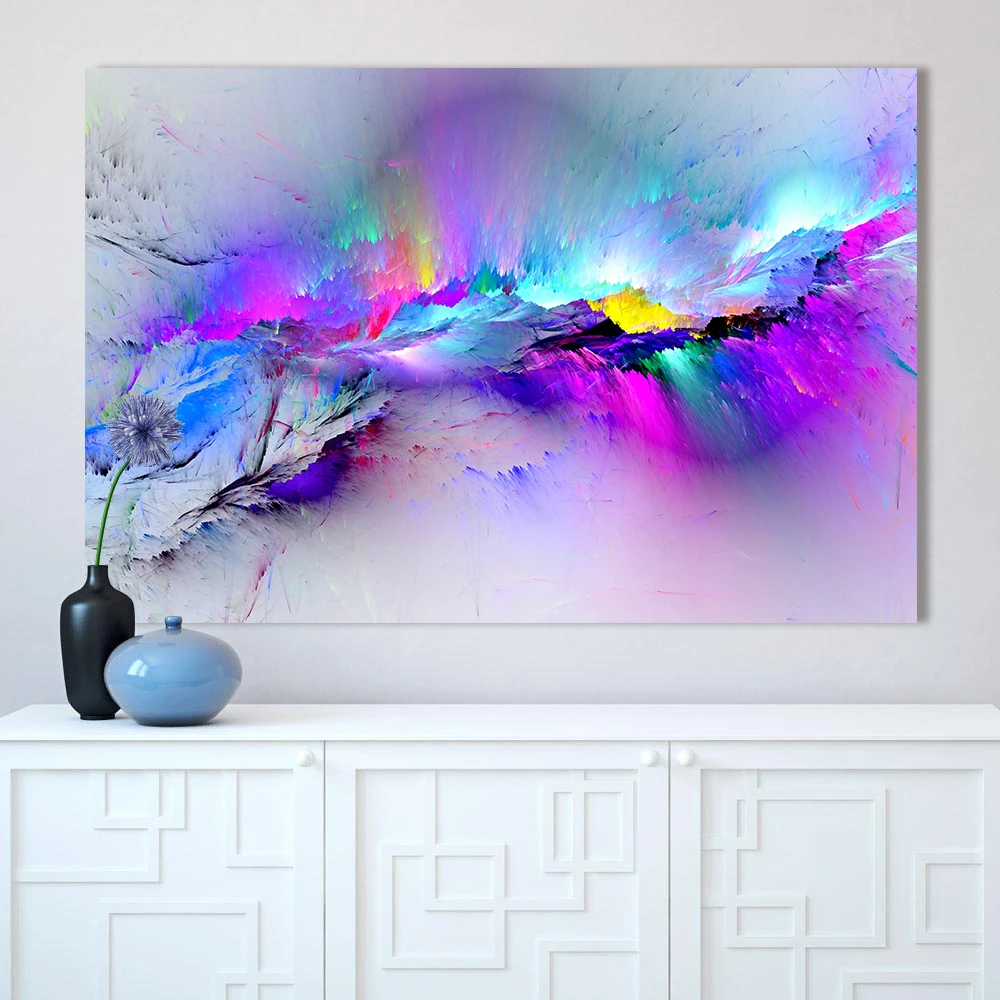 Abstract Colors Unreal Canvas Poster Blue Landscape Wall Art Painting HD Print 