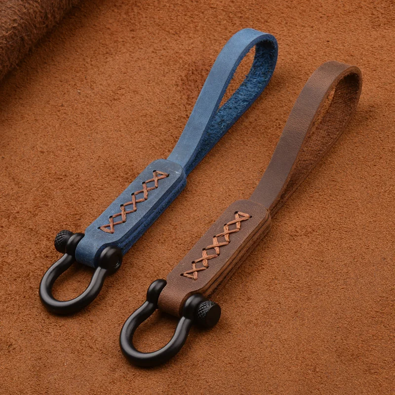 

Handmade Auto Keyring Leather Cowhide Rope Keychain Metal Car Key Ring Key Chain Keyfob Key Holder Charm Gift Porte Clef Gift