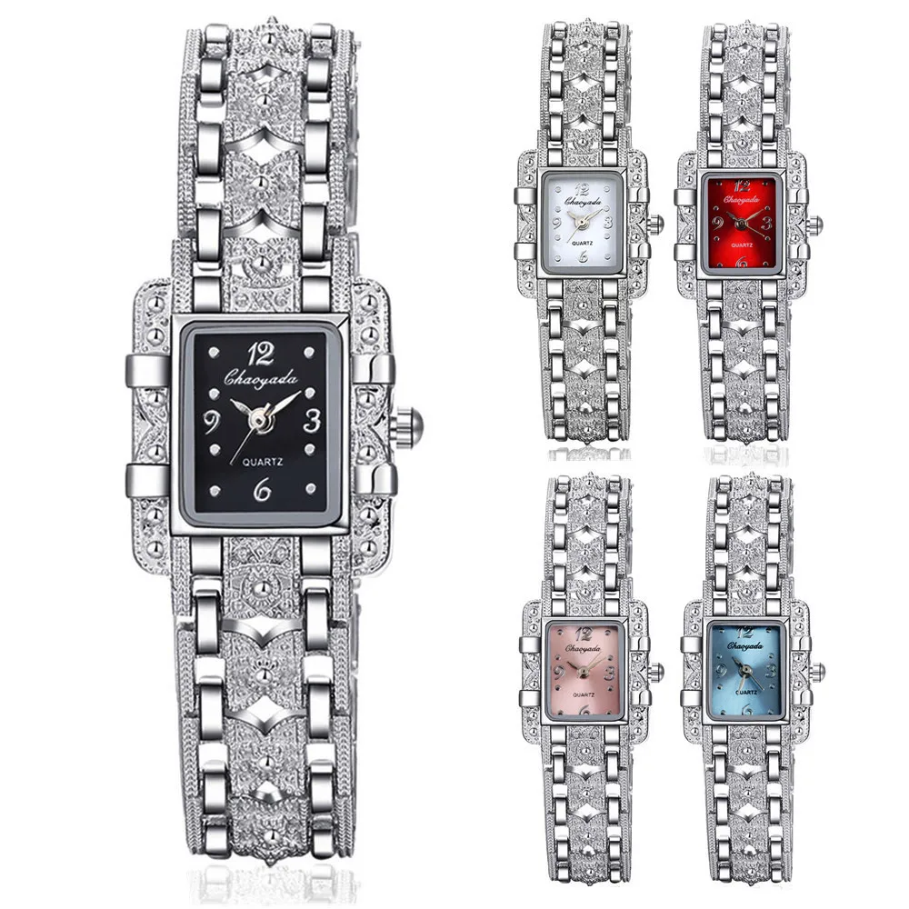 Топ бренд класса люкс элегантный стиль Серебряный браслет часы для женщин дамы Стразы платье часы Полный сталь час relogio feminino