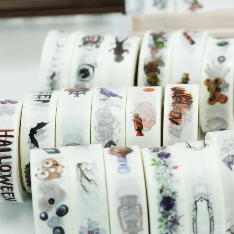 

1 Pcs Cute DIY 15mm*10m Japanese Paper Washi Tapes Happy Halloween Masking Tapes Decorative Adhesive Tapes