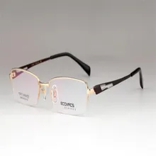 MONGOTEN бизнес чистый титан новые мужские полуобода сверхлегкие очки оправа черный коричневый оптические прессования очки для чтения