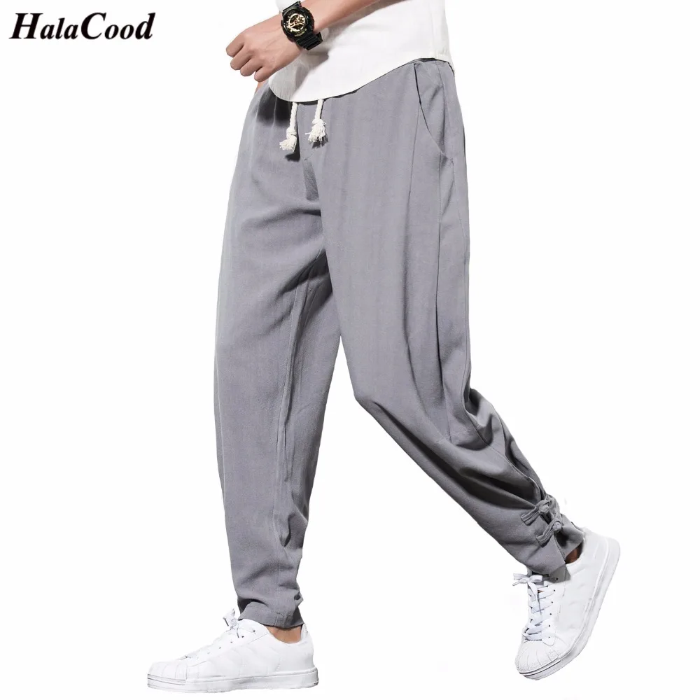 

2018 Spring Summer New Fashion Chinese Style Men's Loose Tang Suit Linen Large Size Fat Casual Pants Small Feet Lamp Harem Pants