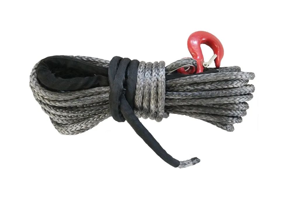 12mm X 30m Uhmwpe Fiber Synthetic Winch Rope With Hook For Atv/utv/4wd