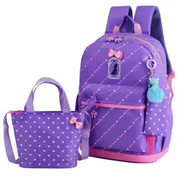 Милый бант 3 шт./компл. детей школьные сумки для девочек школьная школьный рюкзак Детская сумка