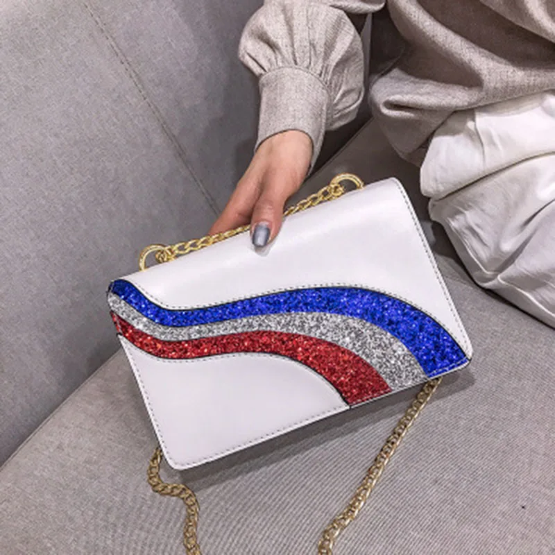 

four seasons explosions chain fashion wild hit color single shoulder diagonal package multi-functional simple small square bag