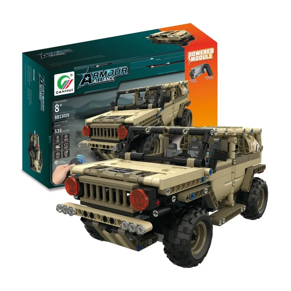 

2.4G 538pcs DIY Electric RC Car Model For Children 4H USB Charging Building Block Simulated Military Vehicle Toys