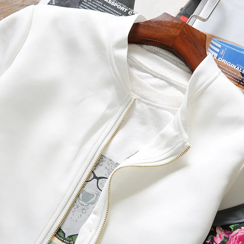 Bomber Jackets Women 2018 Autumn Causal Flowers Floral Basic Jackets Windbreaker Ladies Coats Zipper Lightweight Jacket Famale